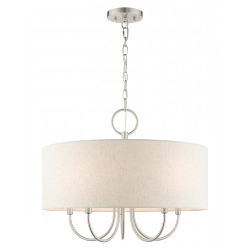 ##Antique Hardware## 5 Light Brushed Nickel Pendant Chandelier