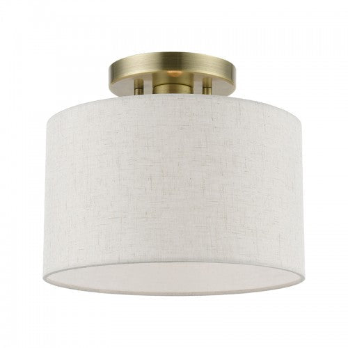 ##Antique Hardware## 1 Light Antique Brass Small Semi-Flush