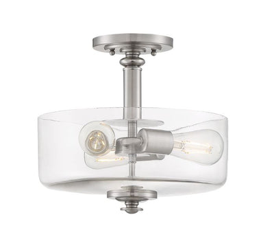 ##Antique Hardware## Dardyn 3 Light Convertible Semi Flush in Brushed Polished Nickel (Clear Glass)