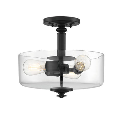 ##Antique Hardware## Dardryn 3 Light Convertible Semi Flush in Flat Black (Clear Glass)