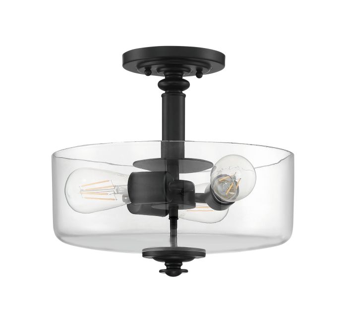 ##Antique Hardware## Dardryn 3 Light Convertible Semi Flush in Flat Black (Clear Glass)