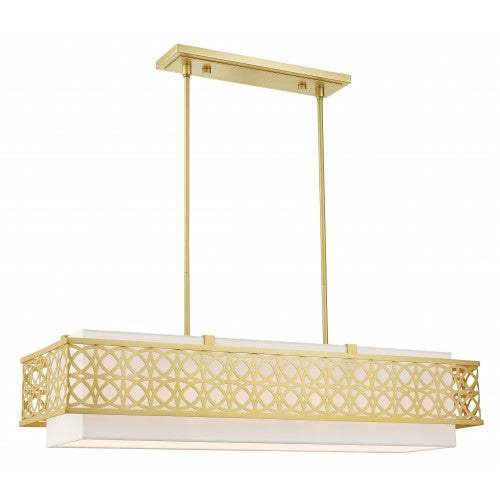 ##Antique Hardware## 6 Light Soft Gold Linear Chandelier