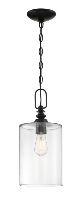 ##Antique Hardware## Dardyn 1 Light Mini Pendant in Flat Black (Clear Glass)