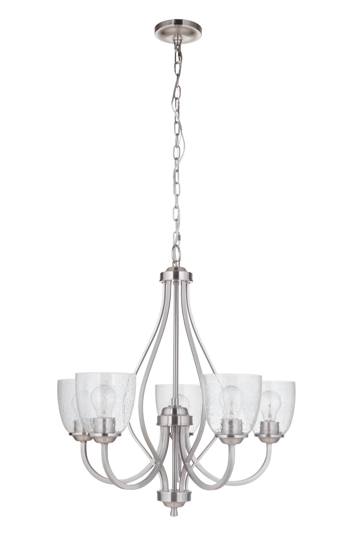 ##Antique Hardware## Serene 5 Light Chandelier in Brushed Polished Nickel