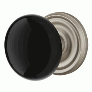 ##Antique Hardware## Black Porcelain Ebony Door Knob Set With Regular Rosette (Several Finish Options)