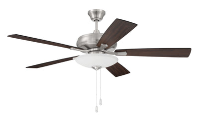 Antique Hardware 52" Eos 3 Light Bowl in Brushed Polished Nickel w/ Driftwood/Walnut Blades Ceiling Fan