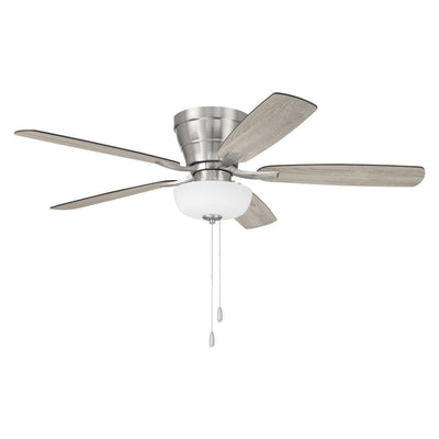 Antique Hardware 52" Wheeler 2-Light Bowl in Brushed Polished Nickel w/ Driftwood/Walnut Blades Ceiling Fan