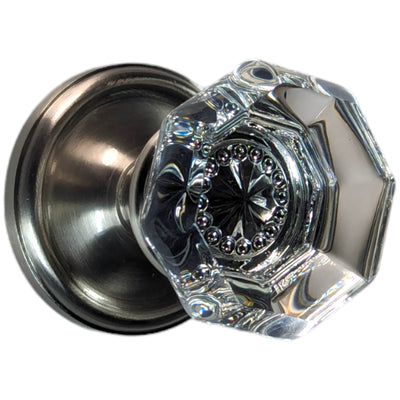 Octagon Glass Doorknob Set with Traditional Plate (Several Finishes Available)