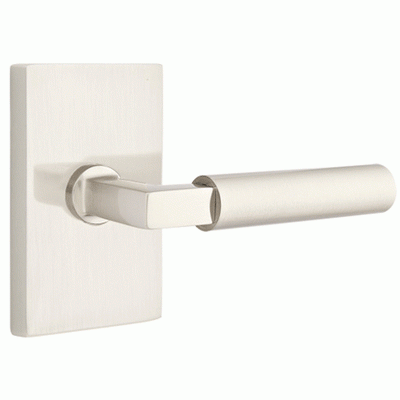 Antique Hardware Brass Modern Hardware - Passage Hercules Right Handed Door Lever with Modern Rectangular Rosette in Satin Nickel - 5112HECRHUS15 - Emtek Hardware EMTEK LEVER DOOR KNOB