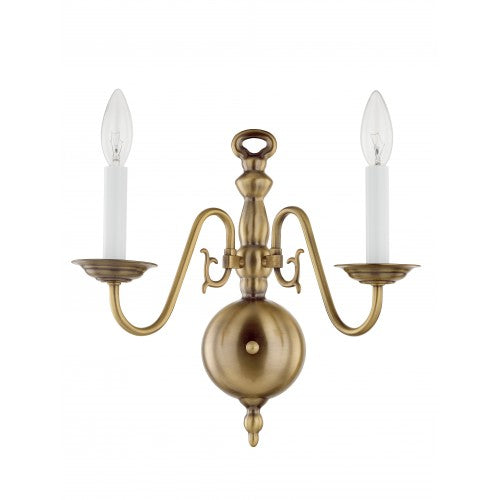##Antique Hardware## 2 Light Antique Brass Wall Sconce