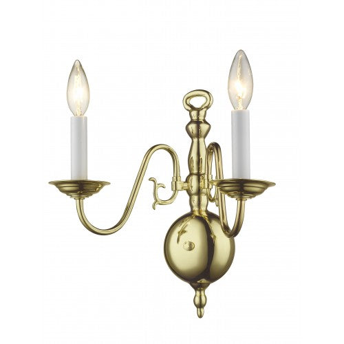 ##Antique Hardware## 2 Light Polished Brass Wall Sconce