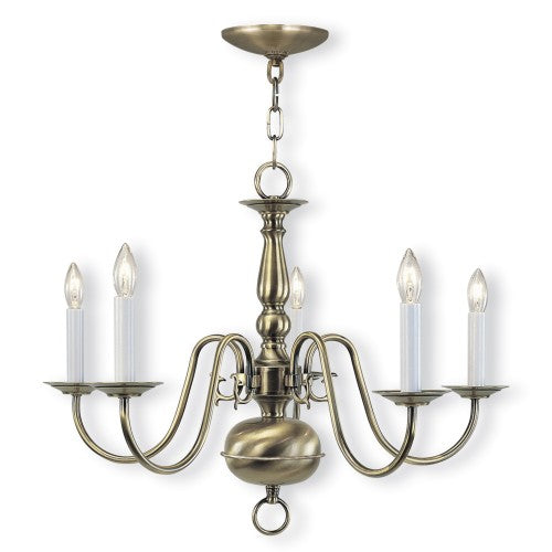 ##Antique Hardware## 5 Light AB Chandelier