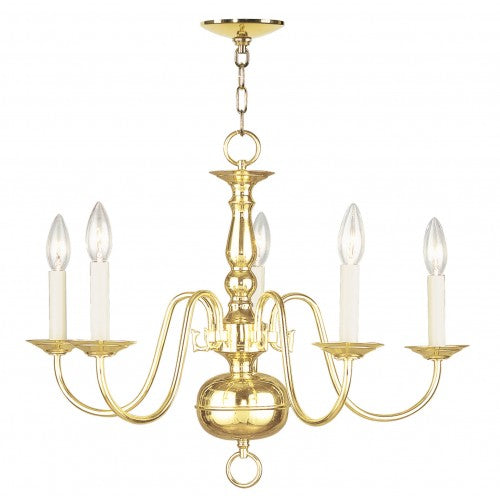 ##Antique Hardware## 5 Light Polished Brass Chandelier