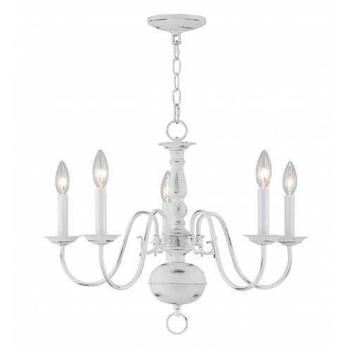 ##Antique Hardware## 5 Light Antique White Chandelier