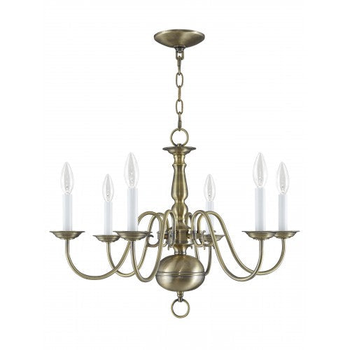 ##Antique Hardware## 6 Light Antique Brass Chandelier