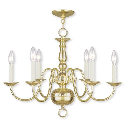 ##Antique Hardware## 6 Light Polished Brass Chandelier