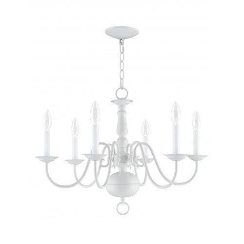 ##Antique Hardware## 6 Light White Chandelier