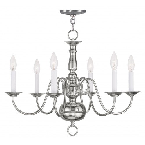 ##Antique Hardware## 6 Light Polished Nickel Chandelier