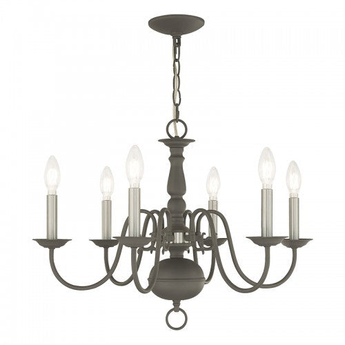 ##Antique Hardware## 6 Light Scandinavian Gray Chandelier