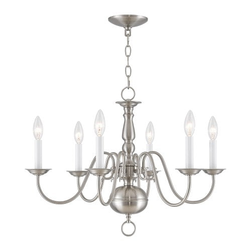 ##Antique Hardware## 6 Light Brushed Nickel Chandelier