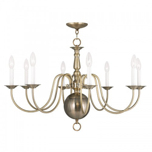 ##Antique Hardware## 8 Light Antique Brass Chandelier