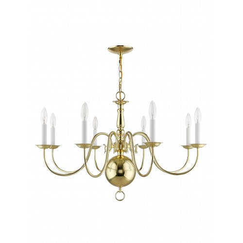 ##Antique Hardware## 8 Light Polished Brass Chandelier