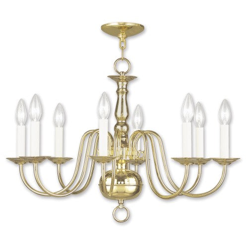 ##Antique Hardware## 8 Light Polished Brass Chandelier