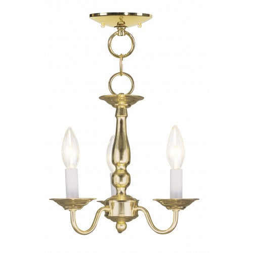 ##Antique Hardware## 3 Light Polished Brass Chain Hang/Ceiling Mount