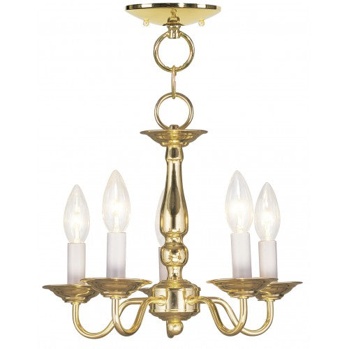 ##Antique Hardware## 5 Light Polished Brass Chain Hang/Ceiling Mount