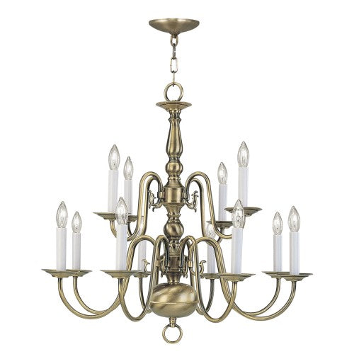 ##Antique Hardware## 12 Light Antique Brass Chandelier