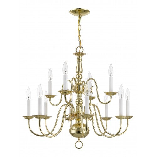 ##Antique Hardware## 12 Light Polished Brass Chandelier