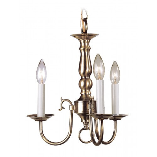 ##Antique Hardware## 3 Light Antique Brass Convertible Chandelier