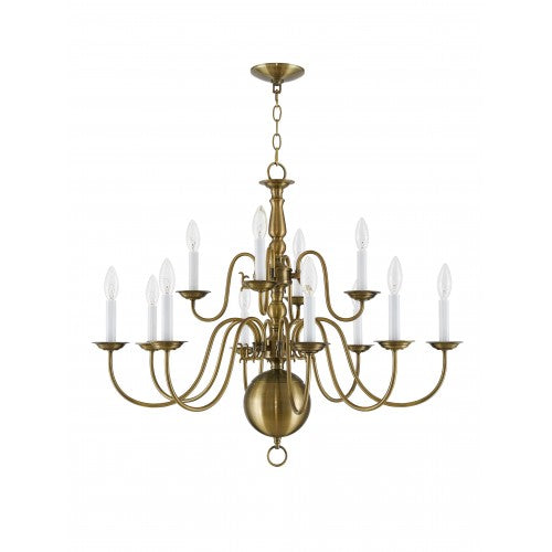 ##Antique Hardware## 12 Light Antique Brass Chandelier