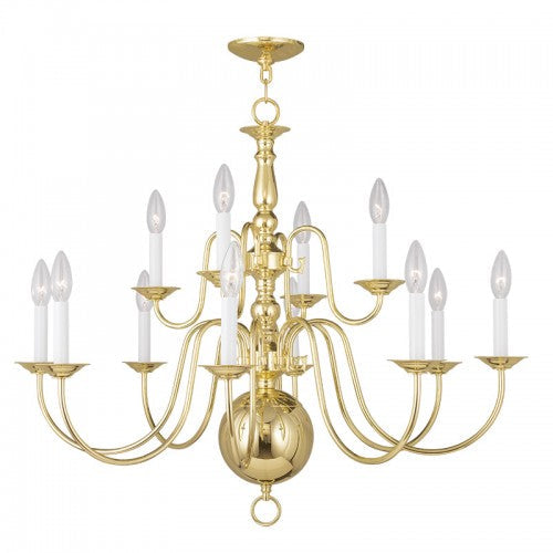 ##Antique Hardware## 12 Light Polished Brass Chandelier