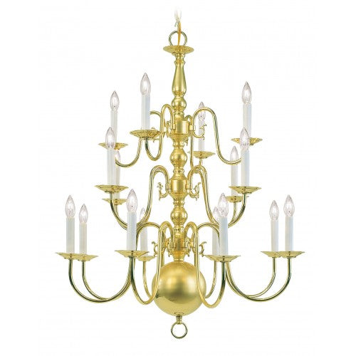 ##Antique Hardware## 16 Light Polished Brass Chandelier