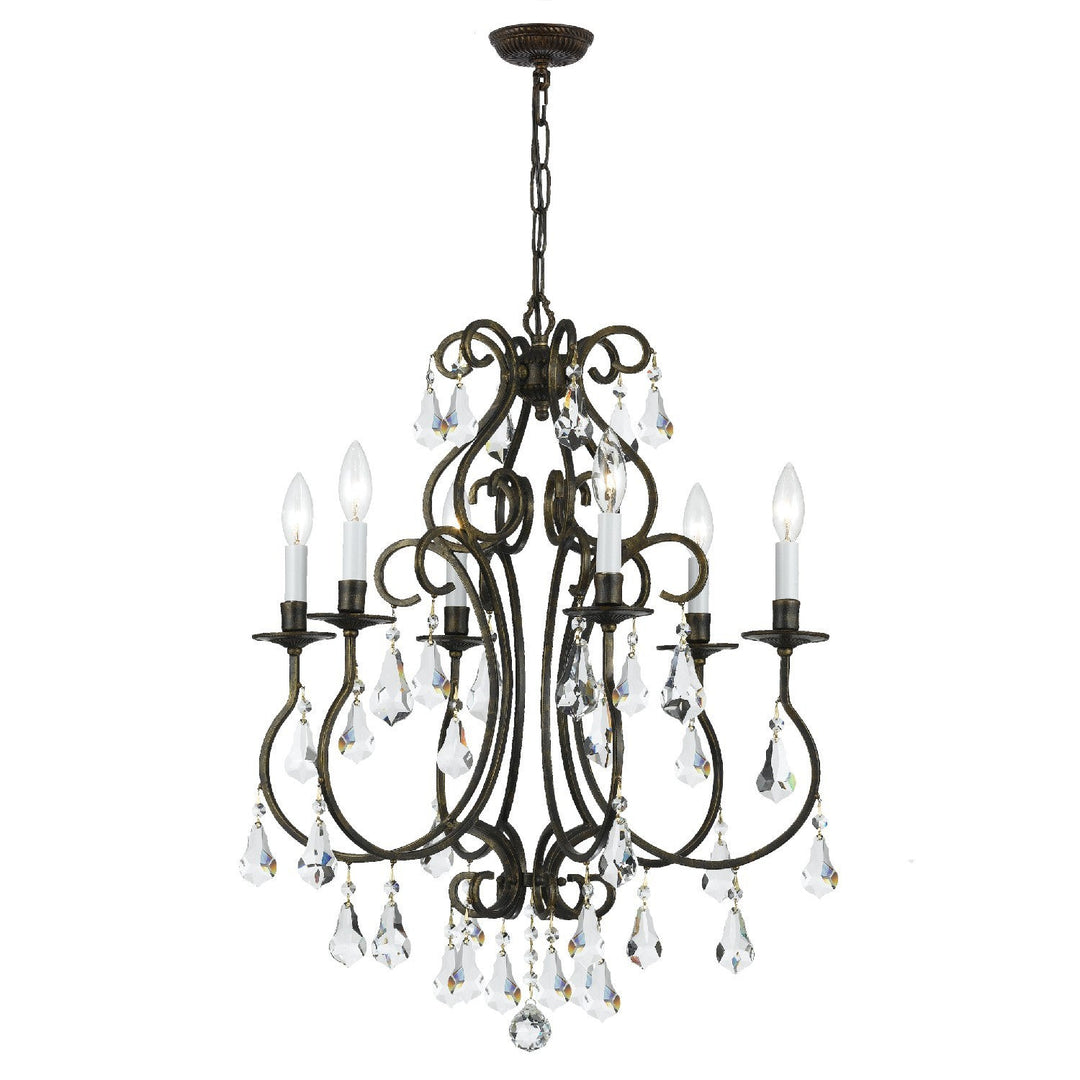 ##Antique Hardware## Ashton 6 Light Hand Cut Crystal English Bronze Chandelier