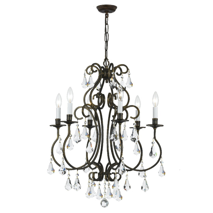 ##Antique Hardware## Ashton 6 Light Hand Cut Crystal English Bronze Chandelier