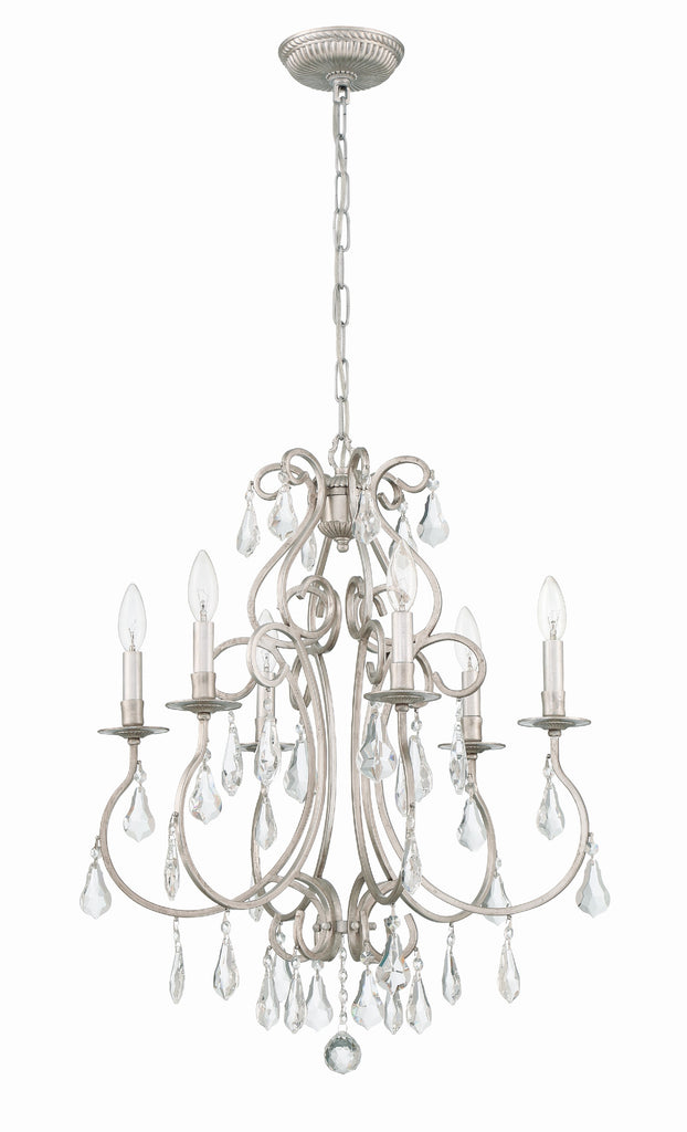 ##Antique Hardware## Ashton 6 Light Hand Cut Crystal Olde Silver Chandelier