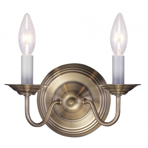 ##Antique Hardware## 2 Light Antique Brass Wall Sconce