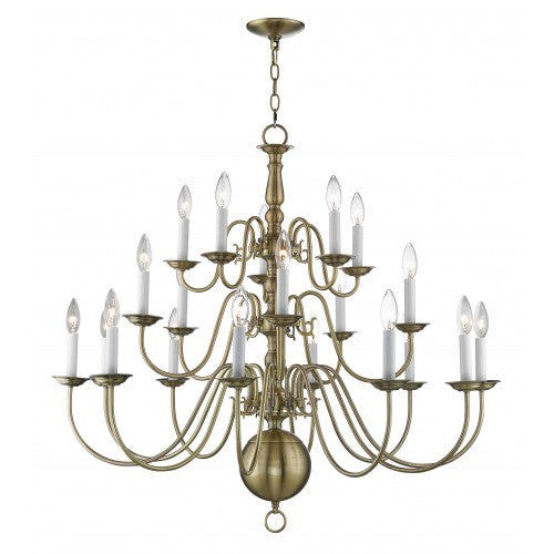 ##Antique Hardware## 20 Light Antique Brass Foyer Chandelier