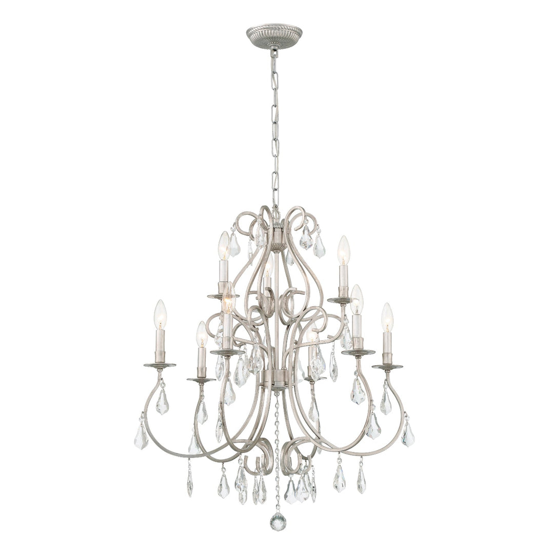 ##Antique Hardware## Ashton 9 Light Hand Cut Crystal Olde Silver Chandelier