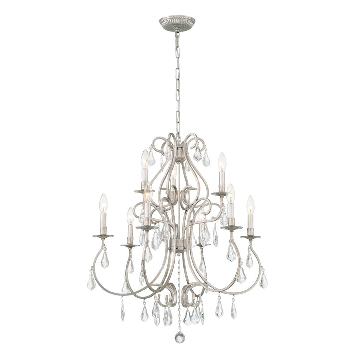 ##Antique Hardware## Ashton 9 Light Hand Cut Crystal Olde Silver Chandelier