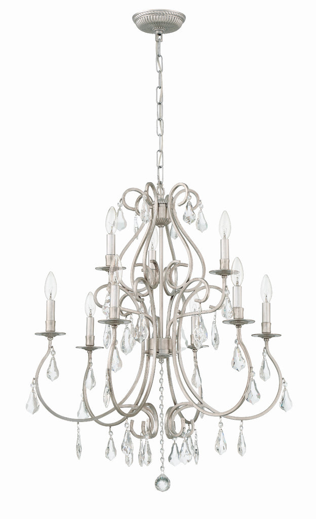 ##Antique Hardware## Ashton 9 Light Hand Cut Crystal Olde Silver Chandelier