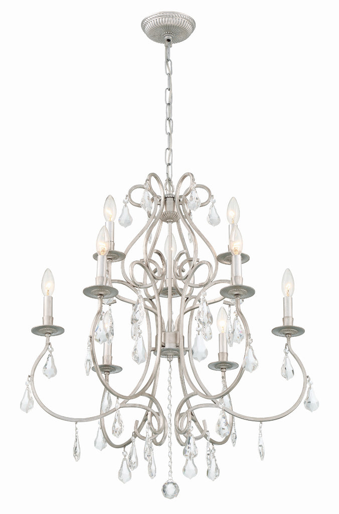 ##Antique Hardware## Ashton 9 Light Hand Cut Crystal Olde Silver Chandelier