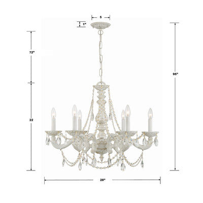 ##Antique Hardware## Paris Market 6 Light Clear Italian Crystal Antique White Chandelier