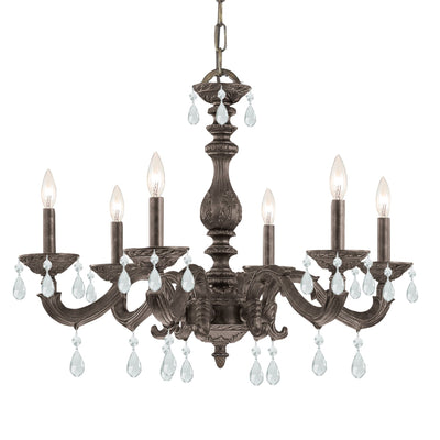 ##Antique Hardware## Paris Market 6 Light Spectra Crystal Venetian Bronze Chandelier