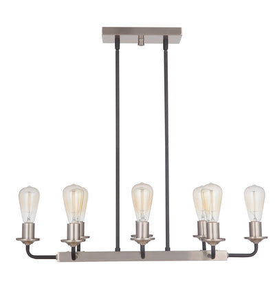 ##Antique Hardware## Randolph 8 Light Island in Flat Black/Brushed Polished Nickel