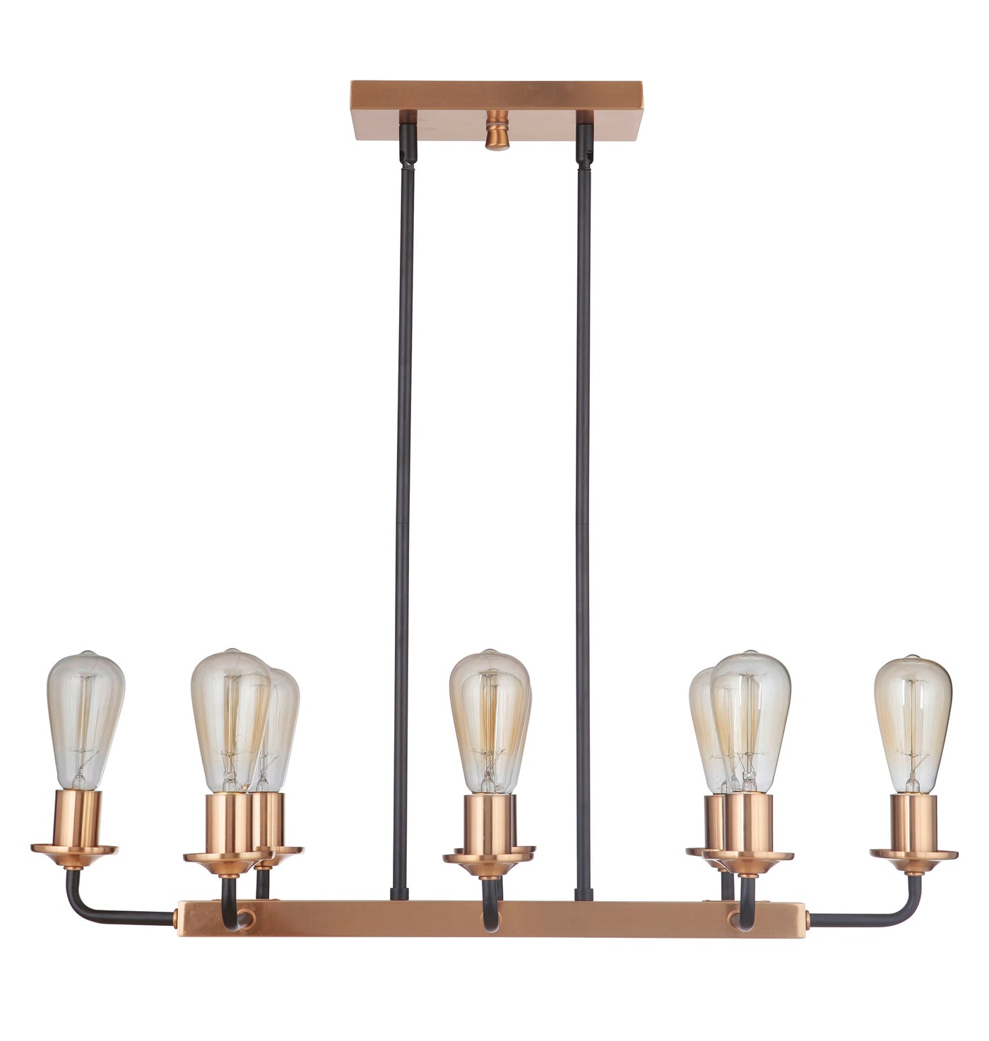 ##Antique Hardware## Randolph 8 Light Island in Flat Black/Satin Brass