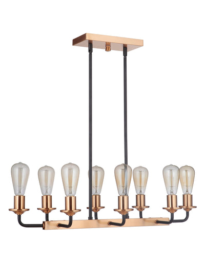 ##Antique Hardware## Randolph 8 Light Island in Flat Black/Satin Brass