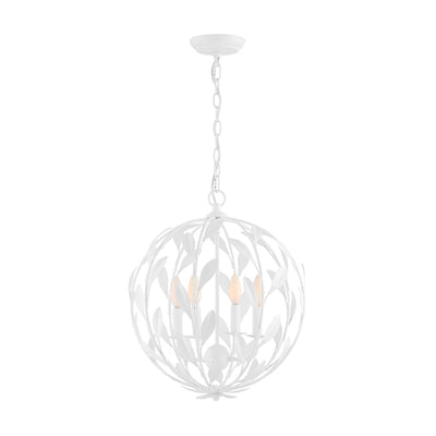 ##Antique Hardware## Broche 4 Light Matte White Mini Chandelier